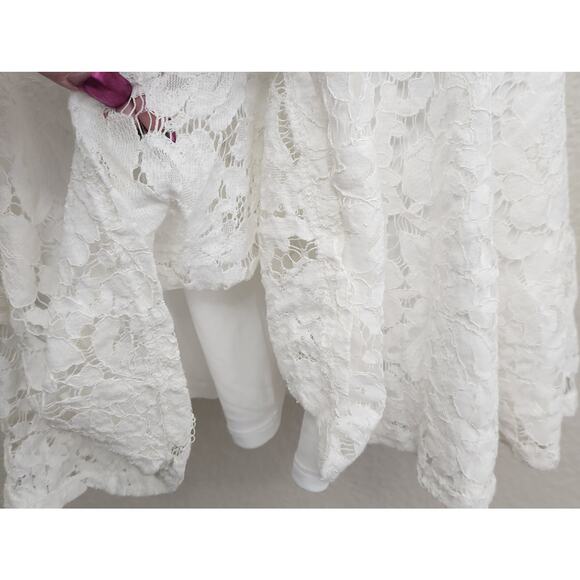 Bear Dance White Lace Overlay Sleeveless Fit N Flare Mini Dress Small Lined - Picture 3 of 6